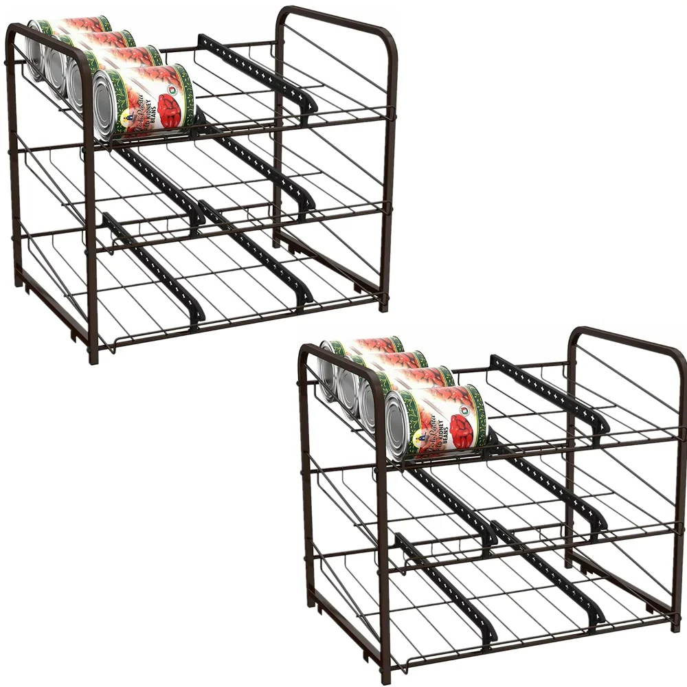 

Kitchen Baskets 2 Pack 3-Tier Stackable Can Rack Organizer Storage Soda Cola Holder Free Shipping Brown Organizers Basket Picnic