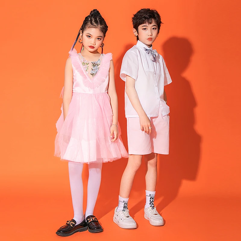 

New Children'S Choir Costumes Girls Boys Stage Show Catwalk Costumes Hip Hop Clothes For Kids Jazz Performance Dancewear SL6609