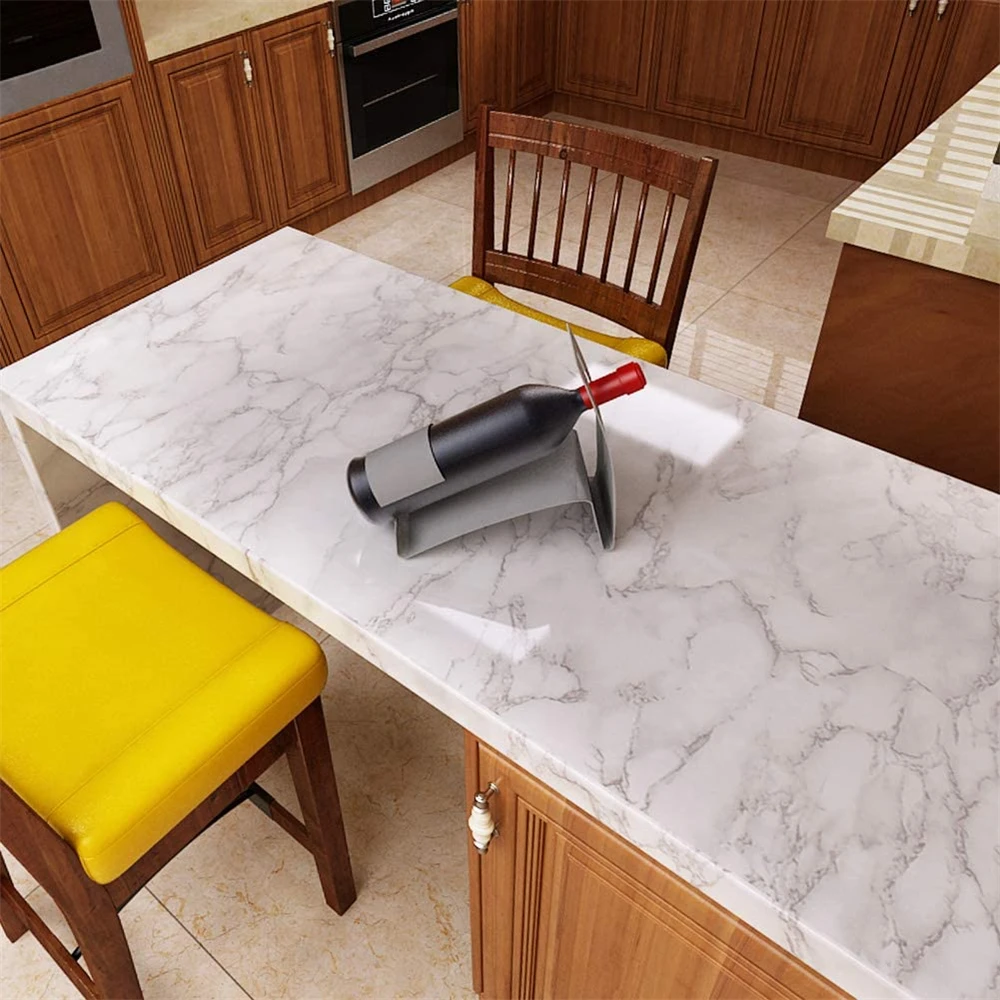

Renovated Imitation Marble Wallpaper Self-adhesive Waterproof Kitchen Bedroom Background Dining Table Color Change Removable