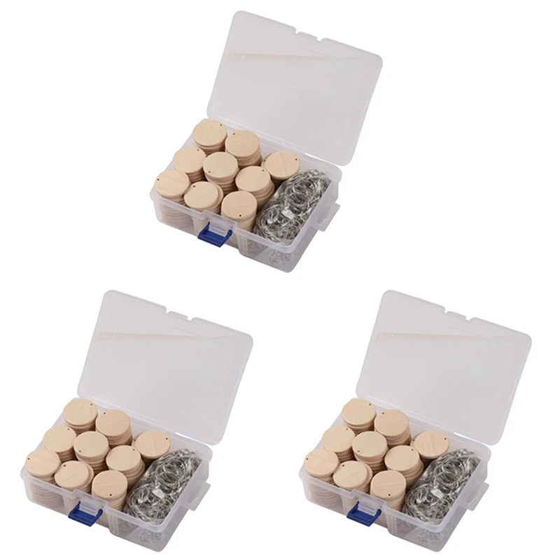 

300 Pcs Round Wooden Discs With Keychain Wood Tags With Hole Reminder Record Calendar Wood Chips DIY Crafts