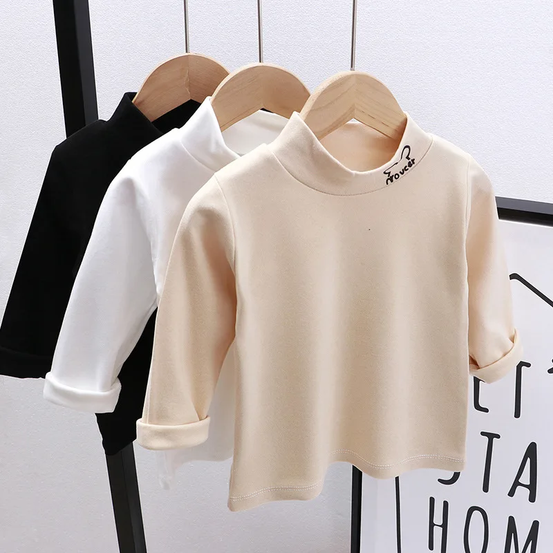 

Children Clothing Boys Girls Thickened T-shirt Baby Autumn Winter Long Sleeve Warm Tops Kids 0 to 9 Years Turtleneck Fashion Tee