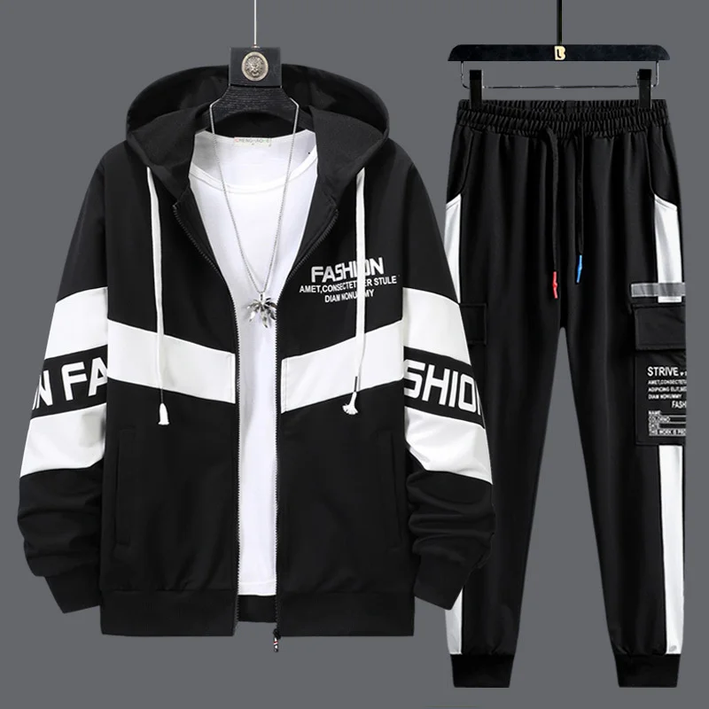 

2022 New Men Tracksuits 2 Piece Sweatshirts Sweatpants Cardigan Hooded Sweater s Casual Mens Joggers Set Sutdent Husband