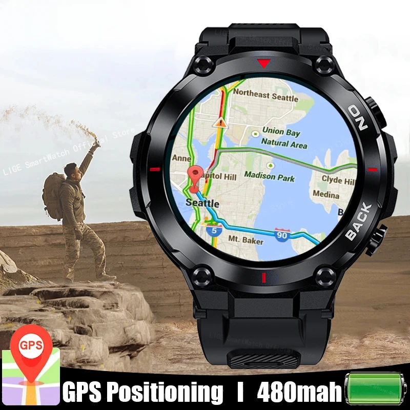 

2023 New GPS Smart Watch Men Outdoor Sports Fitness Bracelet Blood Pressure Clock IP68 Waterproof Smartwatch for Android IOS