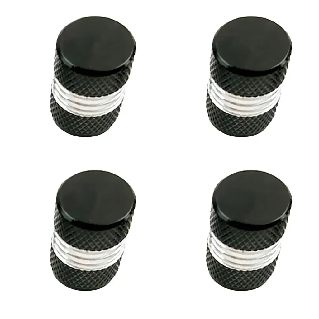 

8x Car Aluminum Tire Wheel Rims Stem Air Valve Caps Tyre Cover Black+Silver