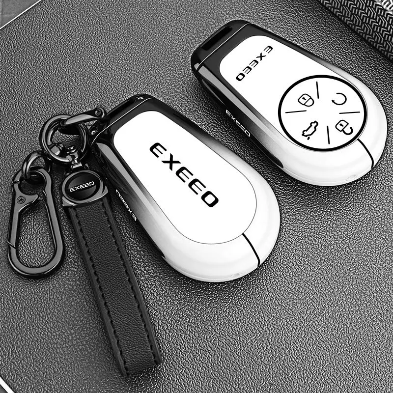 

Чехол для ключей Exeed VX для Chery Exeed, чехол для ключей RX 2025 из искусственной кожи, чехол для дистанционного ключа автомобиля, держатель, брелок для ключей, кольцо для ключей
