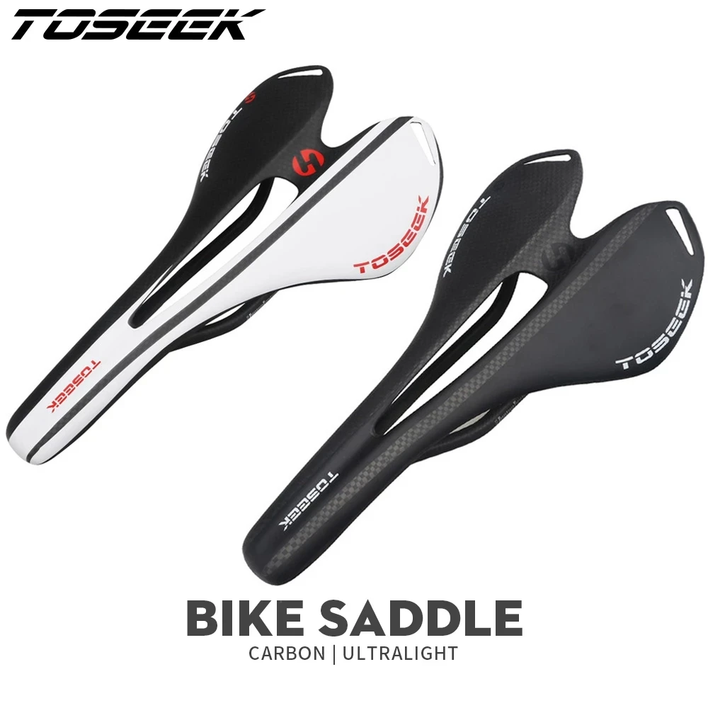 

TOSEEK 8 Colour Full Carbon Fiber Bicycle Saddle Road MTB Bike Carbon Contest Saddle Cushion only weight 105g 7*9 Carbon Rail