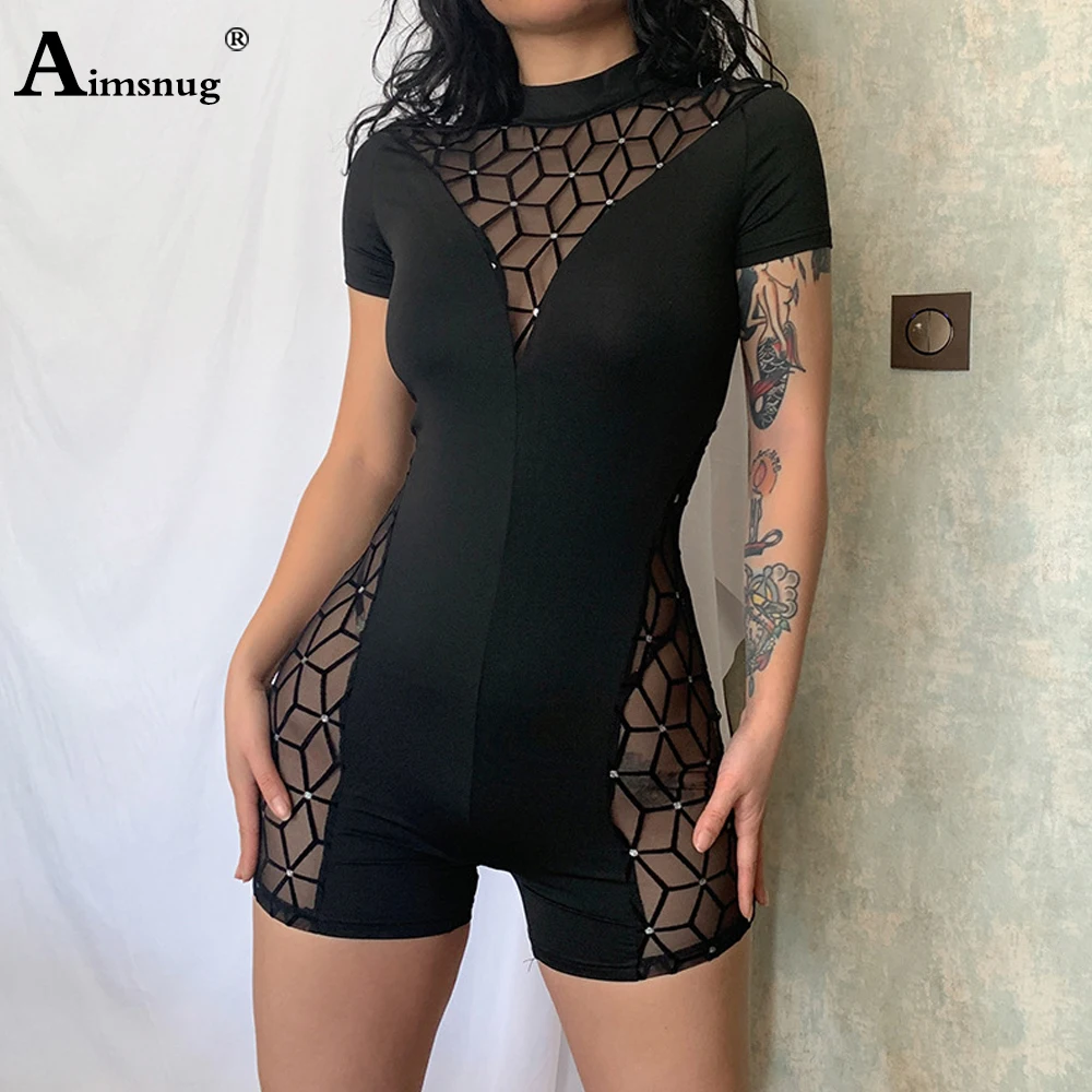 2022 European Style Fashion Romper Women's Hollow Out Playsuits Girls Short Jumpsuit Ladies Erotic Fetish Overalls Sexy Clubwear