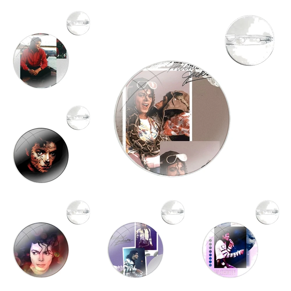 Модные броши Майкла Джексона со стеклянным куполом для рубашки лацкана сумки