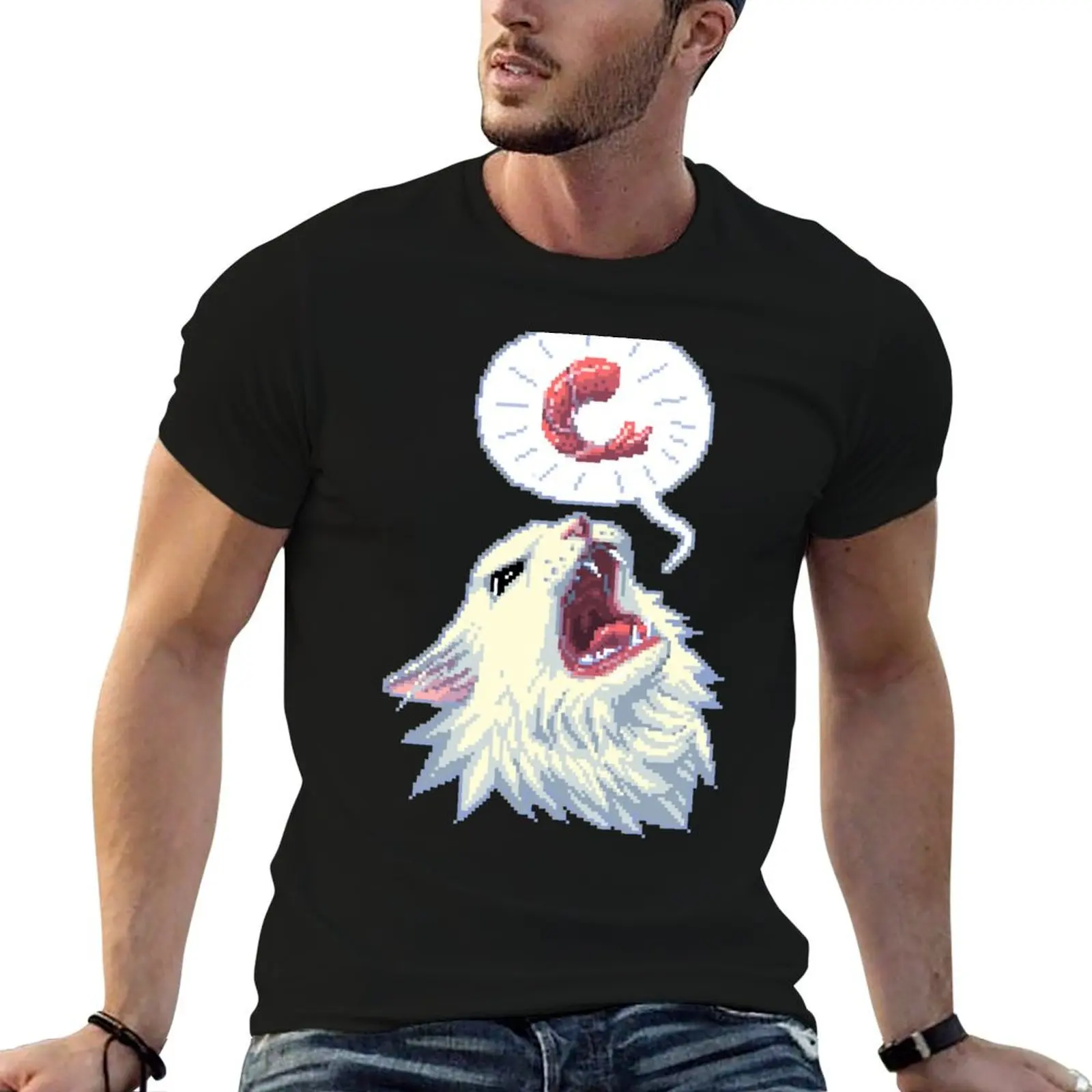 Фото 8-bit Shrimpin' Thurston the cat T-Shirt Классическая хлопковая футболка с круглым вырезом №1
