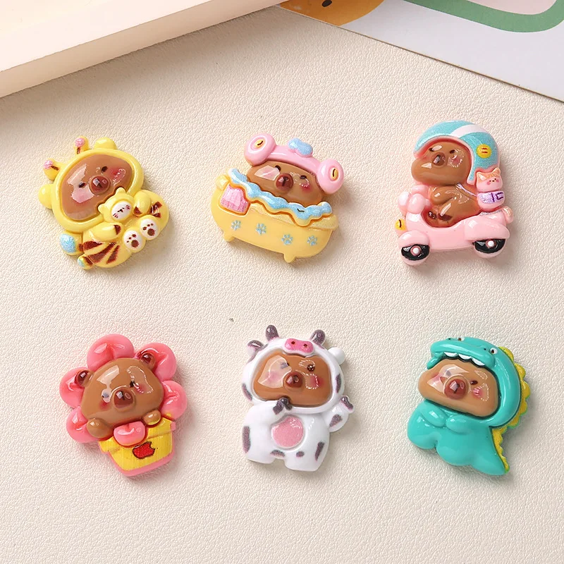 100 шт. кавайные Мультяшные животные из смолы с плоской задней стороной украшения