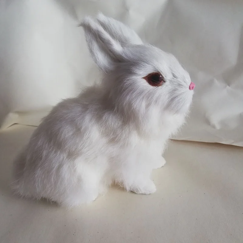 

About 18x17cm Squatting Rabbit Toy Model Toy Polyethylene & Furs Rabbit Handicraft Home Decoration Toy Gift p0346