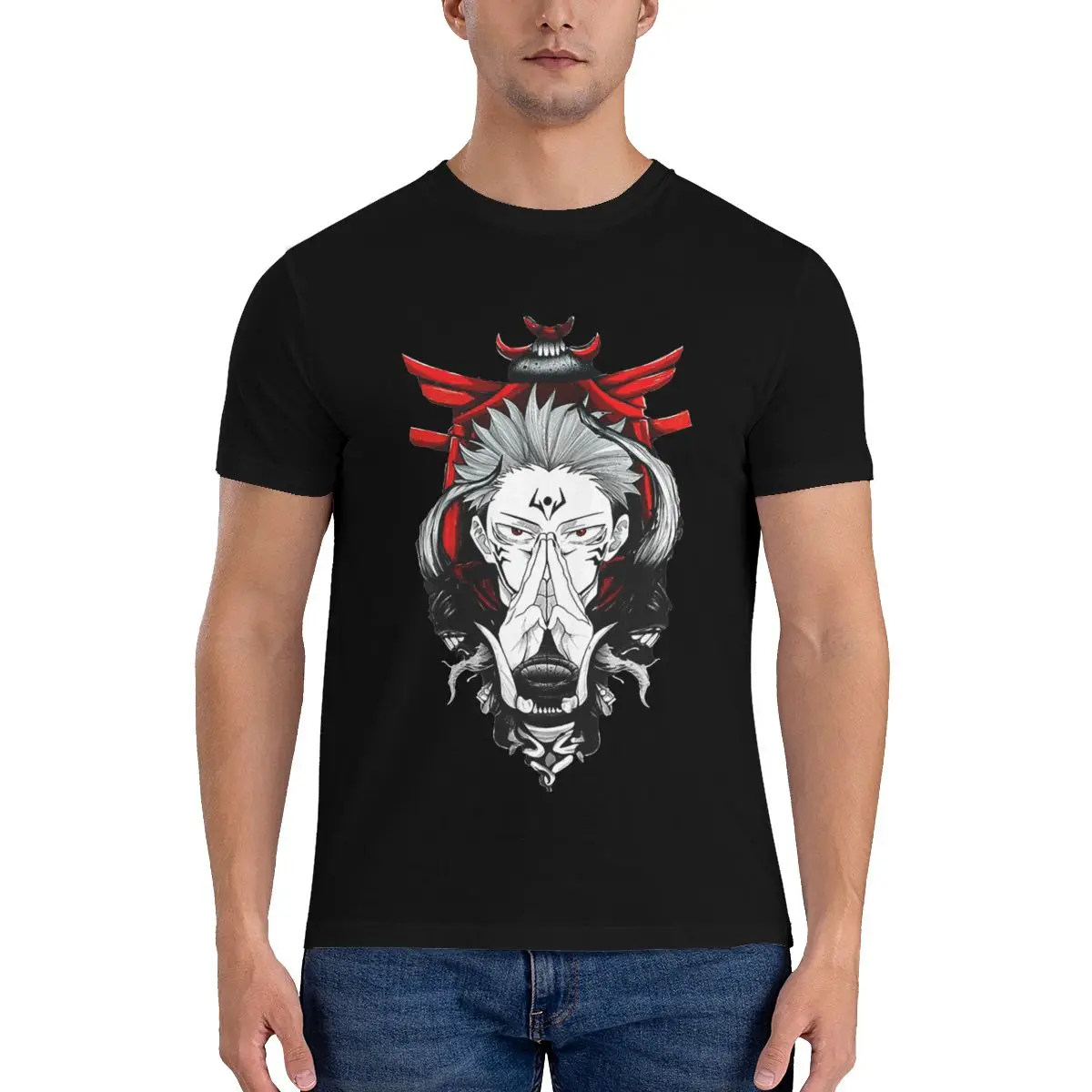 

Sukuna Ryoumen King Of Curses Ретро футболка мужская Jujutsu Kaisen Потрясающие Графические футболки Crewneck парная футболка идея подарка