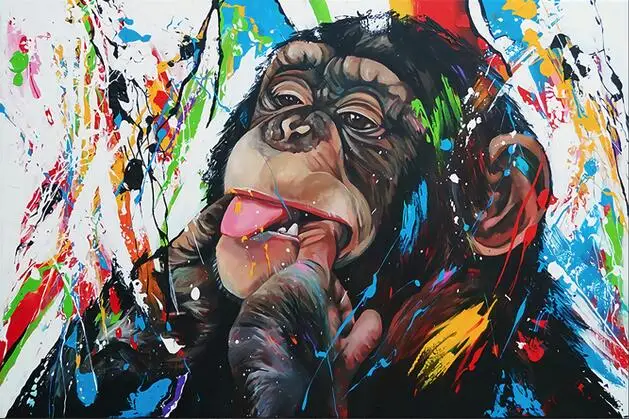 Забавная обезьяна граффити Искусство Печать Шелковый плакат домашний декор стен