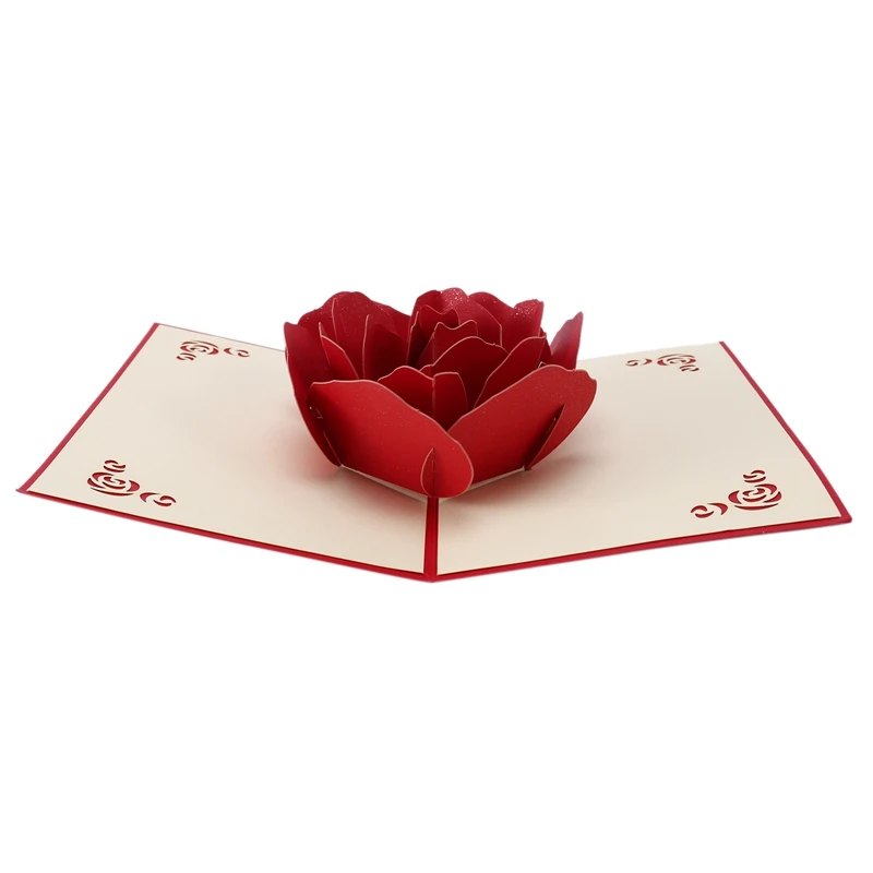 

3D Up Rose Thank You Greeting Postcards Flower Handmade Blank Vintage Paper Happy Birthday Love Gift Card