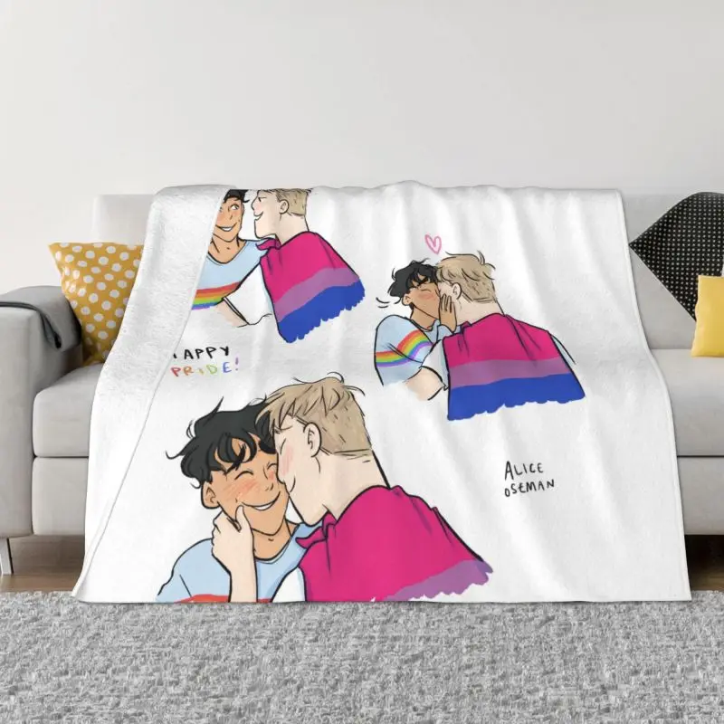 

Heartstopper TV Series Blanket Warm Fleece Soft Flannel Happy Pride Nick Charlie Throw Blankets for Bed Couch Home Spring Autumn