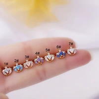 1pcs colorful zircon star spiral beads stud earrings for women charm piercing ear bone tragus piercing jewelry accessories