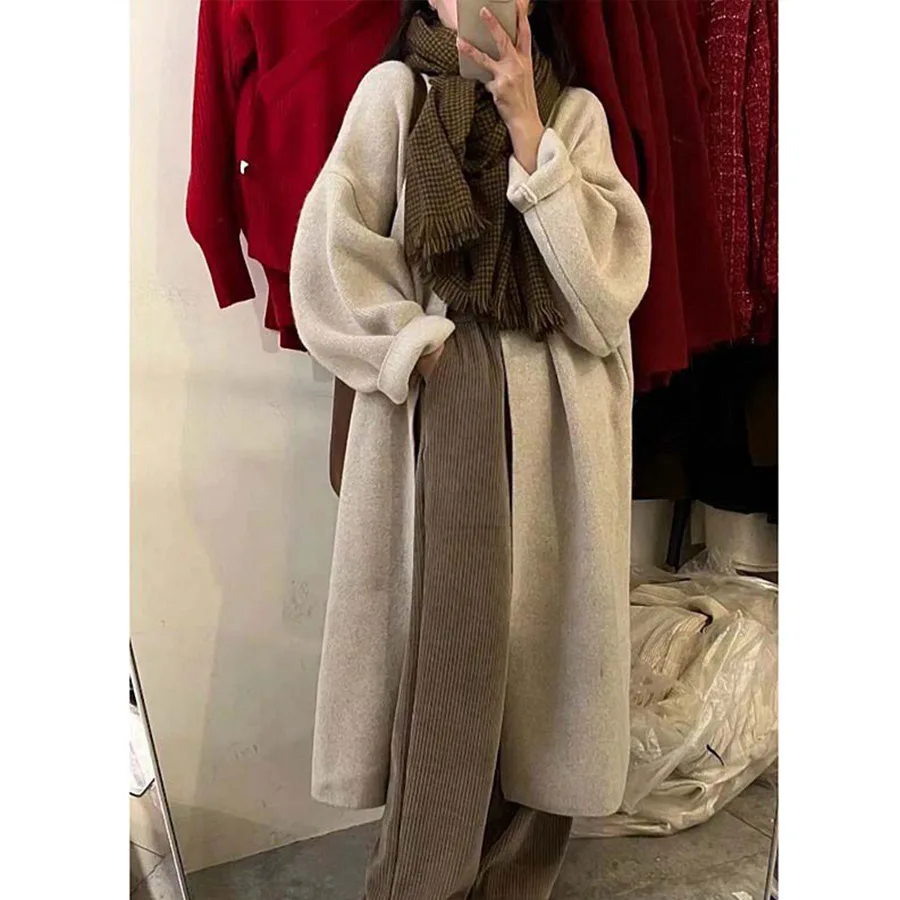 

SuperAen Long Sweater Fall Winter 2022 New Loose Design Knitted Trench Coat Cardigan Jacket Women