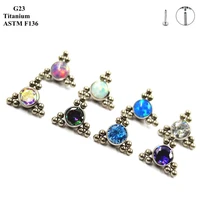 g23 titanium ear nail triangle inlaid with luxury exquisite zircon and opal fashion trend piercing jewelry ear nail