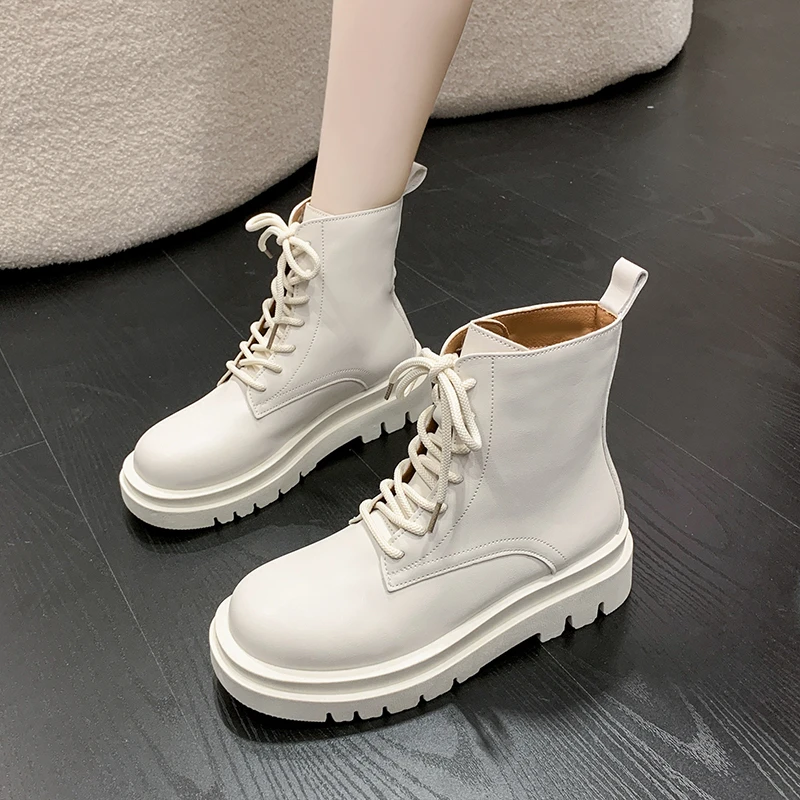 

Round Head Women Boots Women's short Boots Sports Biker Boots 2022 Spring Autumn Platform Fashion Women's Shoes Mujer Zapatos