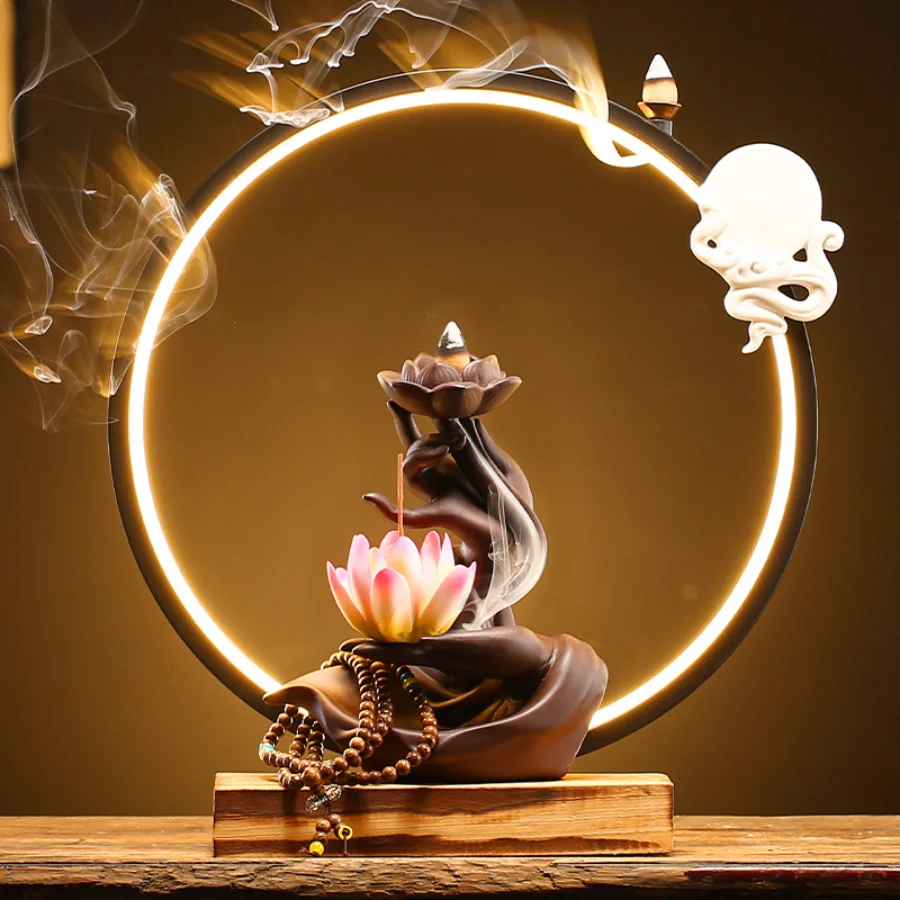 

Retro Incense Burner Lotus Oriental Chinese Buddhist Electric Antique Incense Burner Zen Usb Yoga Round Quemador De Incienso Zen