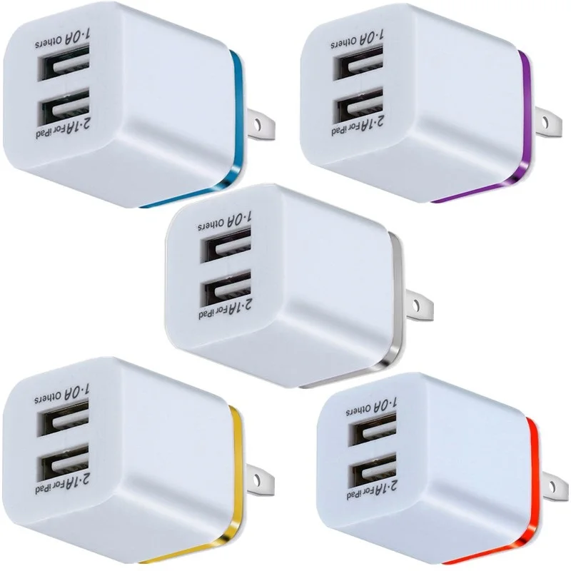 

500pcs 2.1A US & Eu Ac Home Travel Wall charger Auto Power Adapter Plug For iphone 7 8 x samsung htc xiaomi power chargers