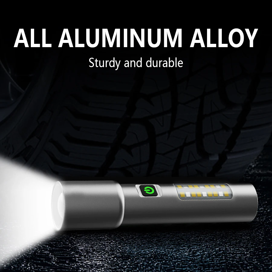 Ультра яркий портативный светодиодный фонарик Type-c перезаряжаемый боковой