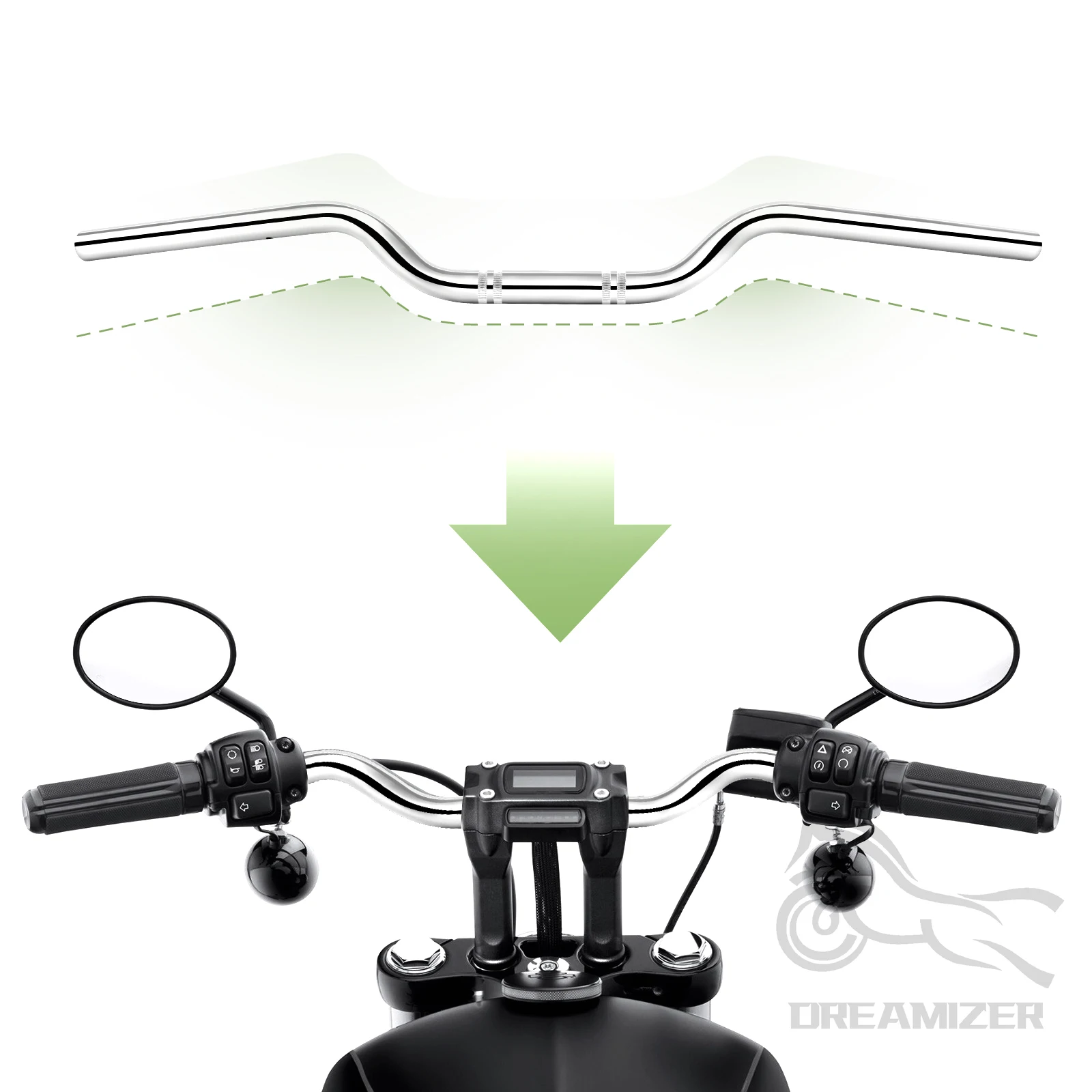 Хромированная ручка руля мотоцикла 22 мм 25 размер для Harley Sportster XL883 XL1200 X48 Dany Softail Fat