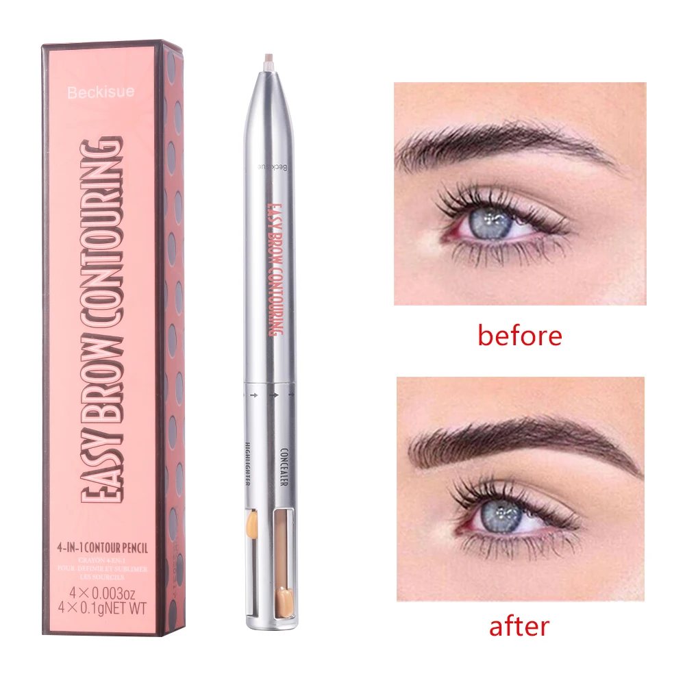 

4-in-1 Easy to Wear Eyebrow Contour Pen Waterproof Defining Highlighting Eye Brow Eyebrow Pencil Makeup Cosmetic