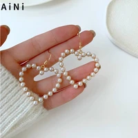 sweet jewelry heart earrings popular design sweet korea temperament simulated pearl drop earrings for women gifts