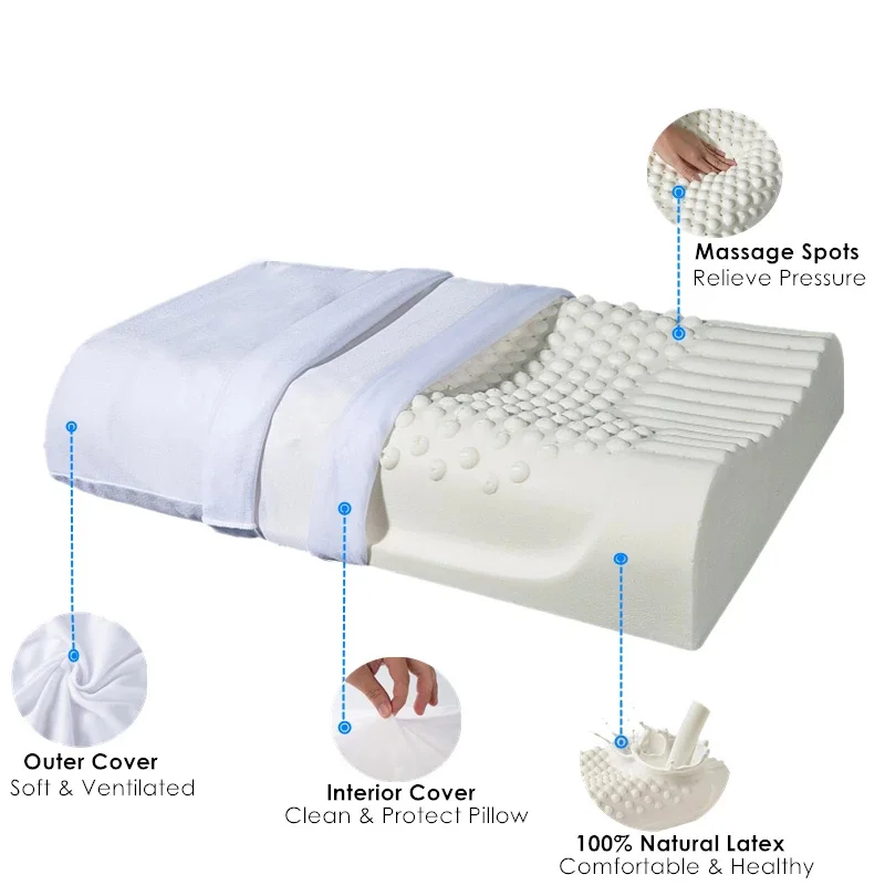 

Thailand Natural Latex Orthopedic Massage Pillow Neck Cervical Spine Protected Remedial Big Vertebrae Pillow