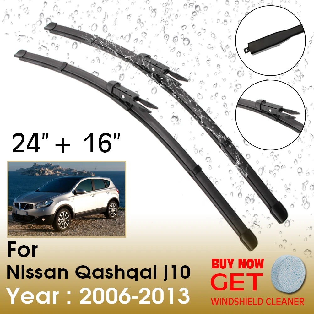 

Car Wiper Blade For Nissan Qashqai j10 24"+16" 2006-2013 Front Window Washer Windscreen Windshield Wipers Blades Accessories