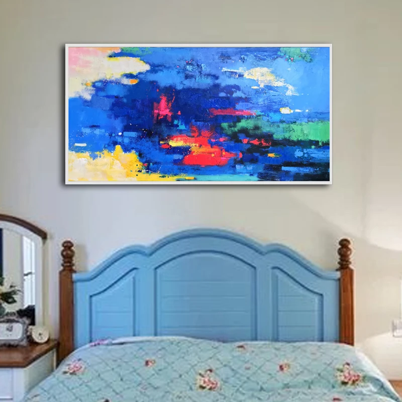 

Синий абстрактный Фотофон, искусство на пляже, настенный Декор, живопись, Декор для дома, гостиной