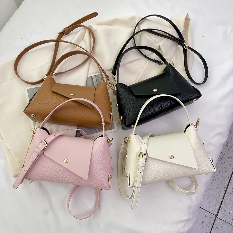 

Simple Women Bags Luxury Rivet Leather Crossbody Bag For Female Solid Color Pu Handbag Phone Purse 2023 Versatile Fashion Bags