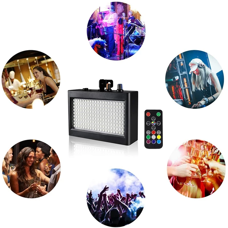 

180LED Stage Strobe Light,Super Bright Flash Stage Lighting,Sound Activated And Speed Control White Strobe Light,US Plug