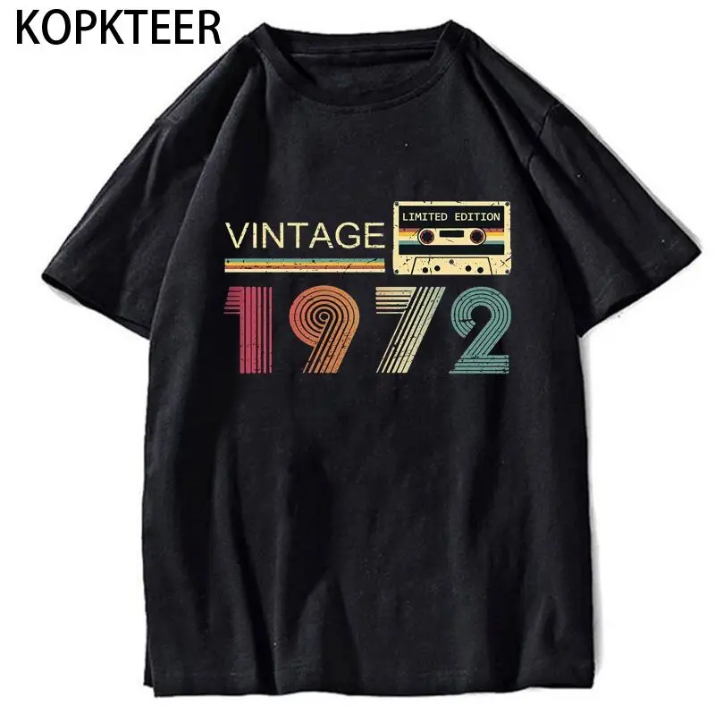 

Vintage 1972 Men's Black T-shirt Hipster Cotton Casual Tshirt Men Harajuku Short Sleeve Tops Tee XS-3XL Male Clothes Shirt 2022
