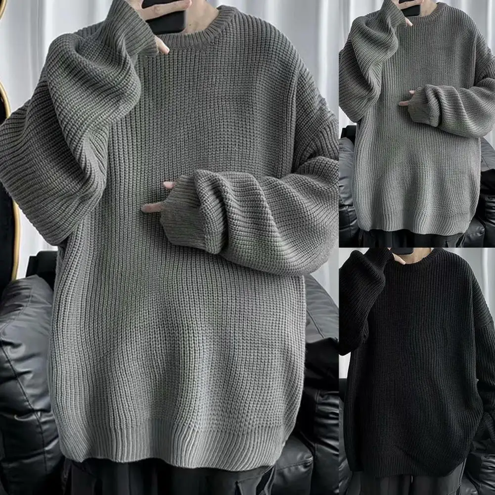 

Fabulous Winter Sweater All Match Basic Anti-shrink Stretchy Men Sweater
