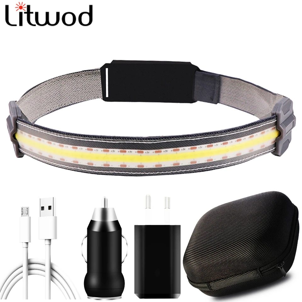 

Rechargeable Headlight Waterproof Lamp White & Red Lighting for Camping Working COB SMD2835 Led Headlamp Built-in Battery Head