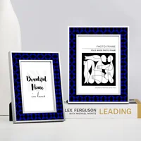 Low-key Luxury Silver Diamond Pattern Blue Photo Frame Creative Bedroom Table Living Room Study Like Picture Frame Ornaments