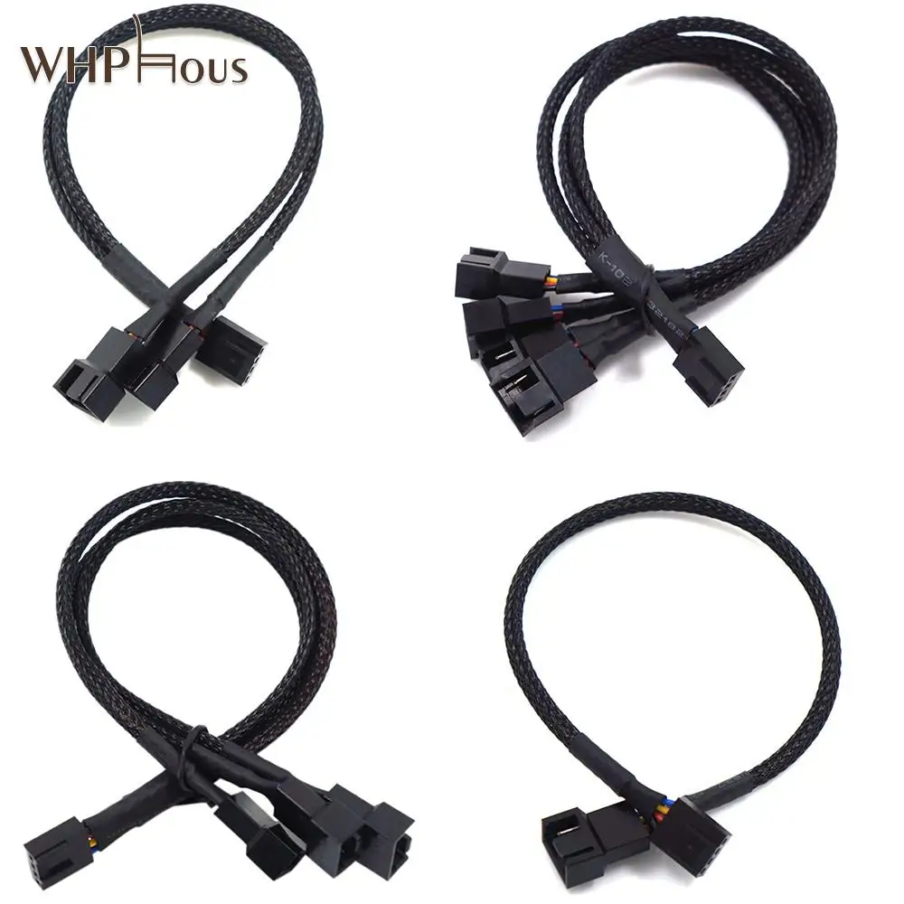 

4 Pin Pwm Fan Cable 1 To 2/3/4 Ways Splitter Black Sleeved 27cm Extension Cable Connector PWM Extension Cables