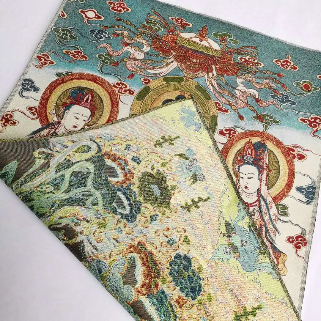 Фото Китайская буддийская ткань, шелковая ткань Tathagata Buddha Guangyin Kwanyin Tangka Thangka 26548 №2