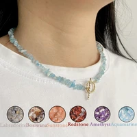 new fashion boho gravel necklace choker aventurine lapis amethysts apatite quartz irregular natural stone chips women necklaces