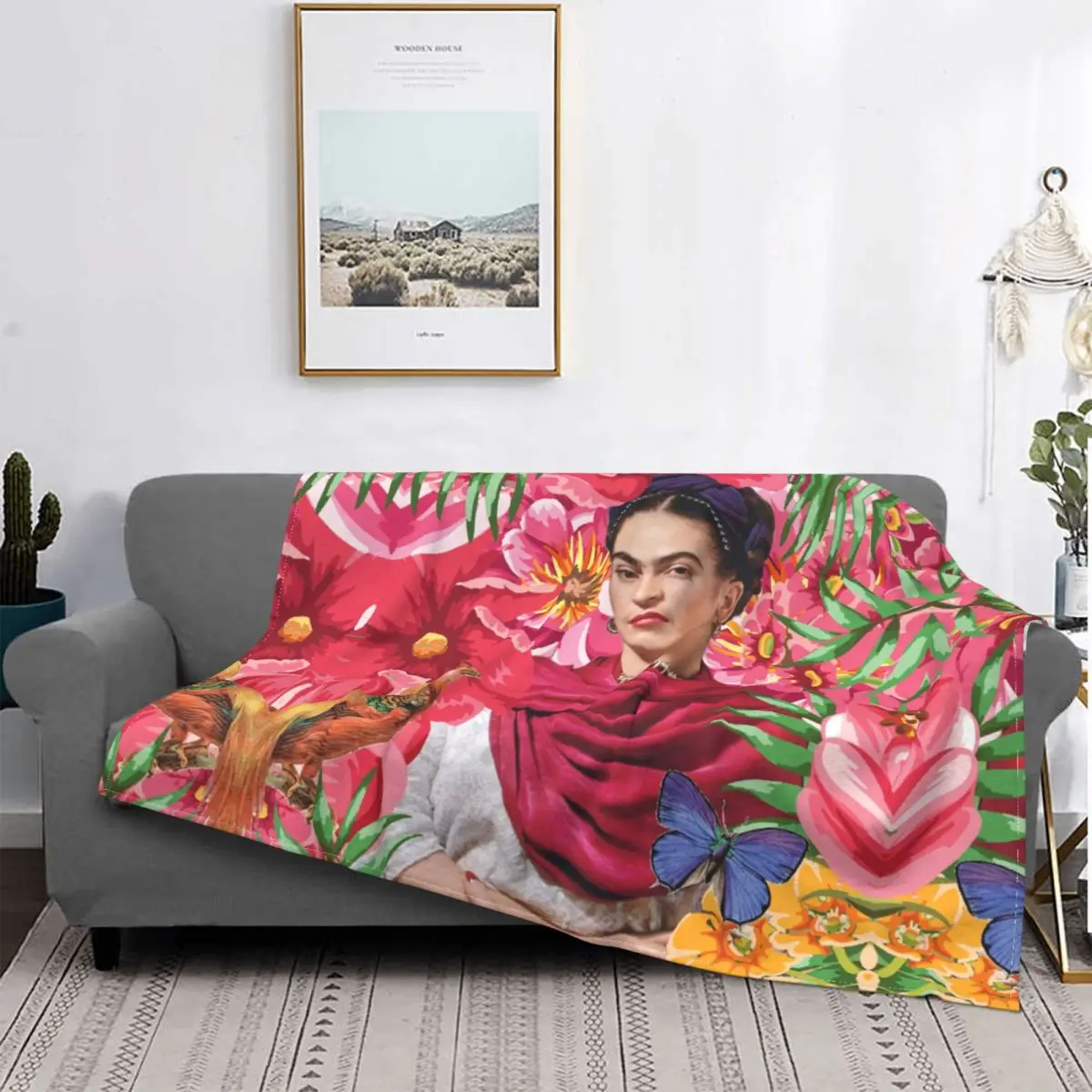 Sofa Fleece Forever Mexican Flowers Butterfly Throw Blanket Flannel Mexico Artist Floral Painter Blankets for Bed Sofa Quilt