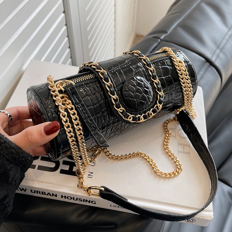

2023 Fashion New Women's Luxury Designer Handbag Shoulder Crossbody Bag Small Barrel Shaped PU Leather Bag for Women