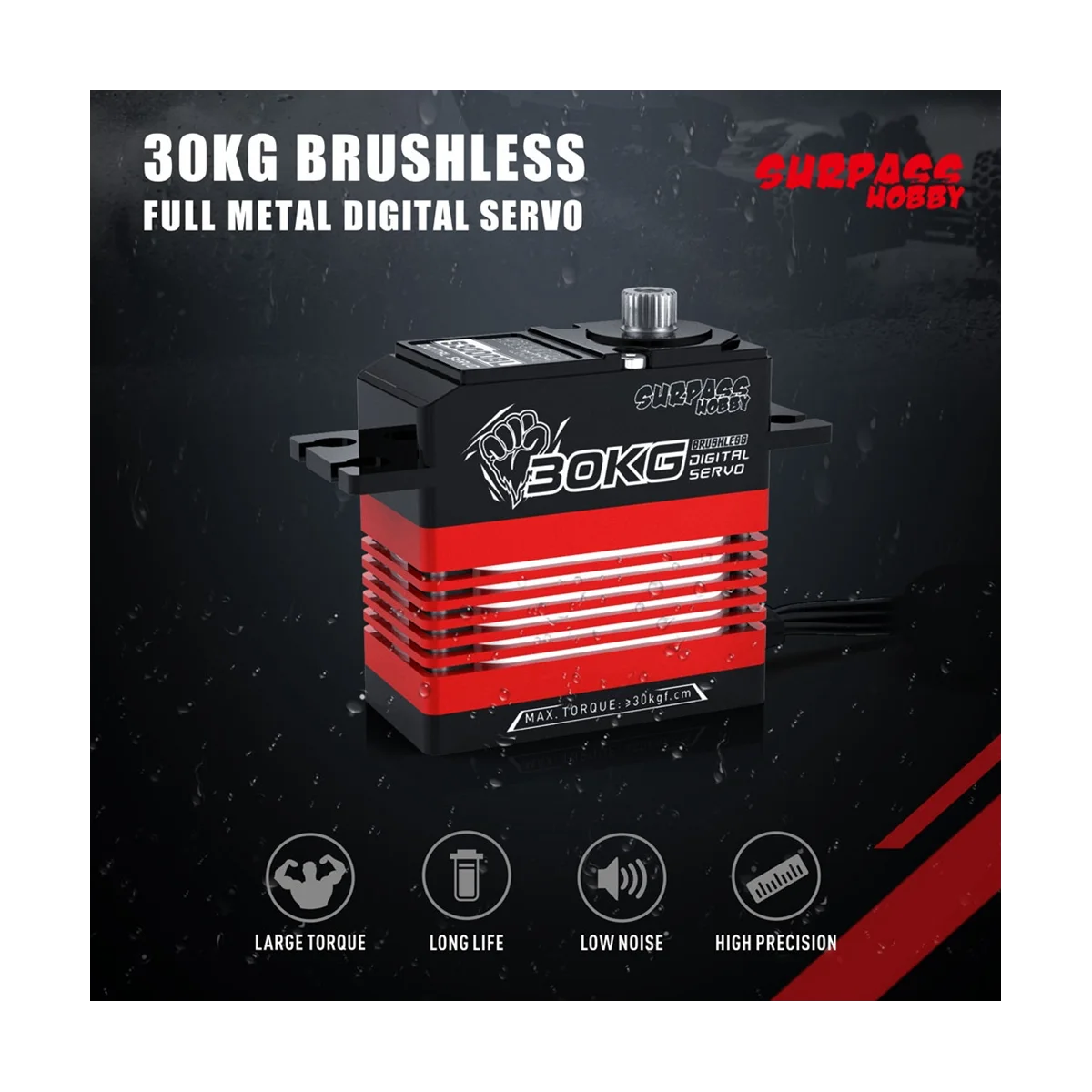 Цифровой сервопривод Surpass Hobby S3000Bl 30 кг с алюминиевым корпусом