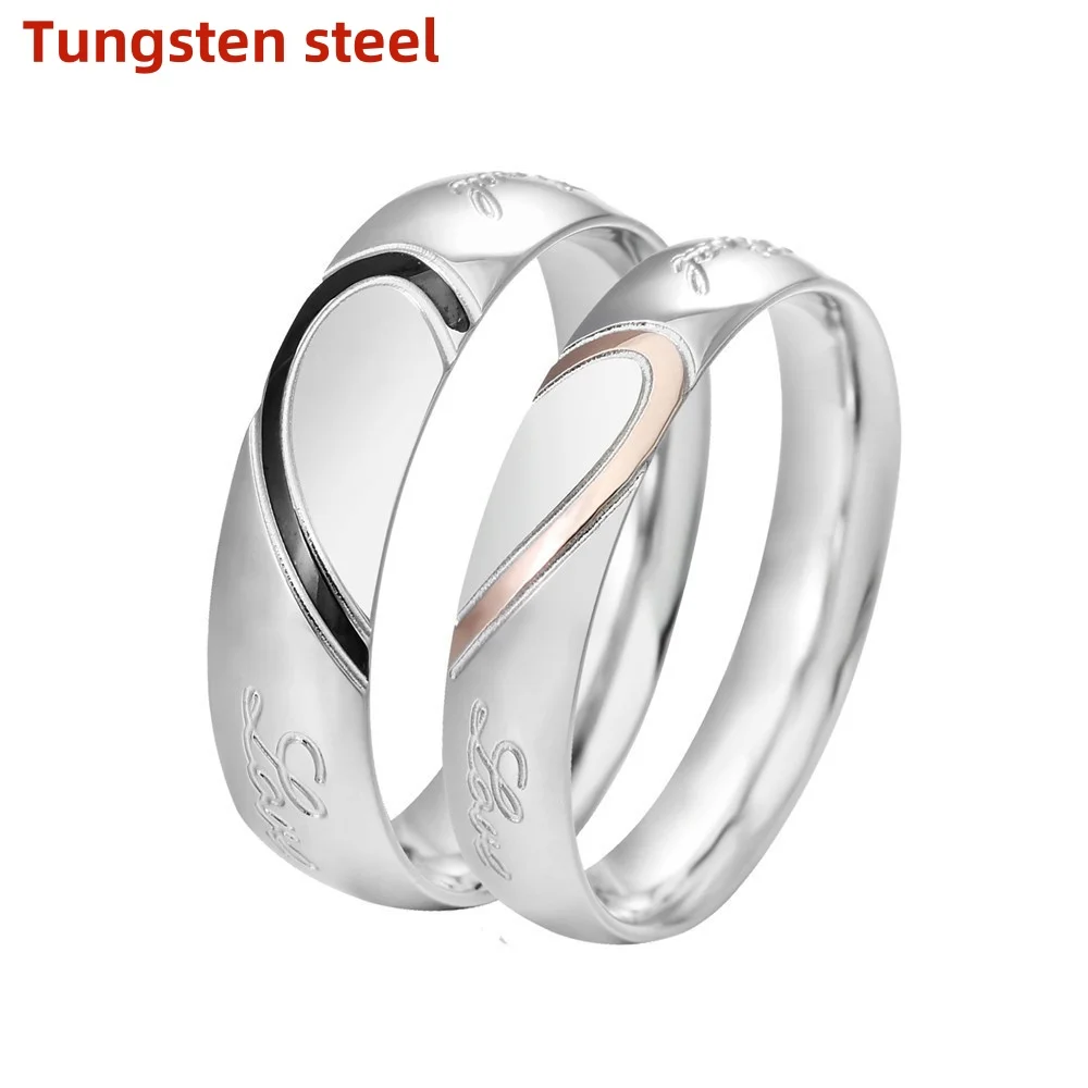 

2024 Simple Korean version personality fashion match mood couples tungsten steel ring men and women wedding rings