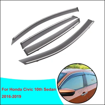 Car Styling Body Cover Plastic Window Glass Wind Visor Rain Sun Guard Vent For Honda Civic 10th 2016 2017 2018 2019 2020 2021