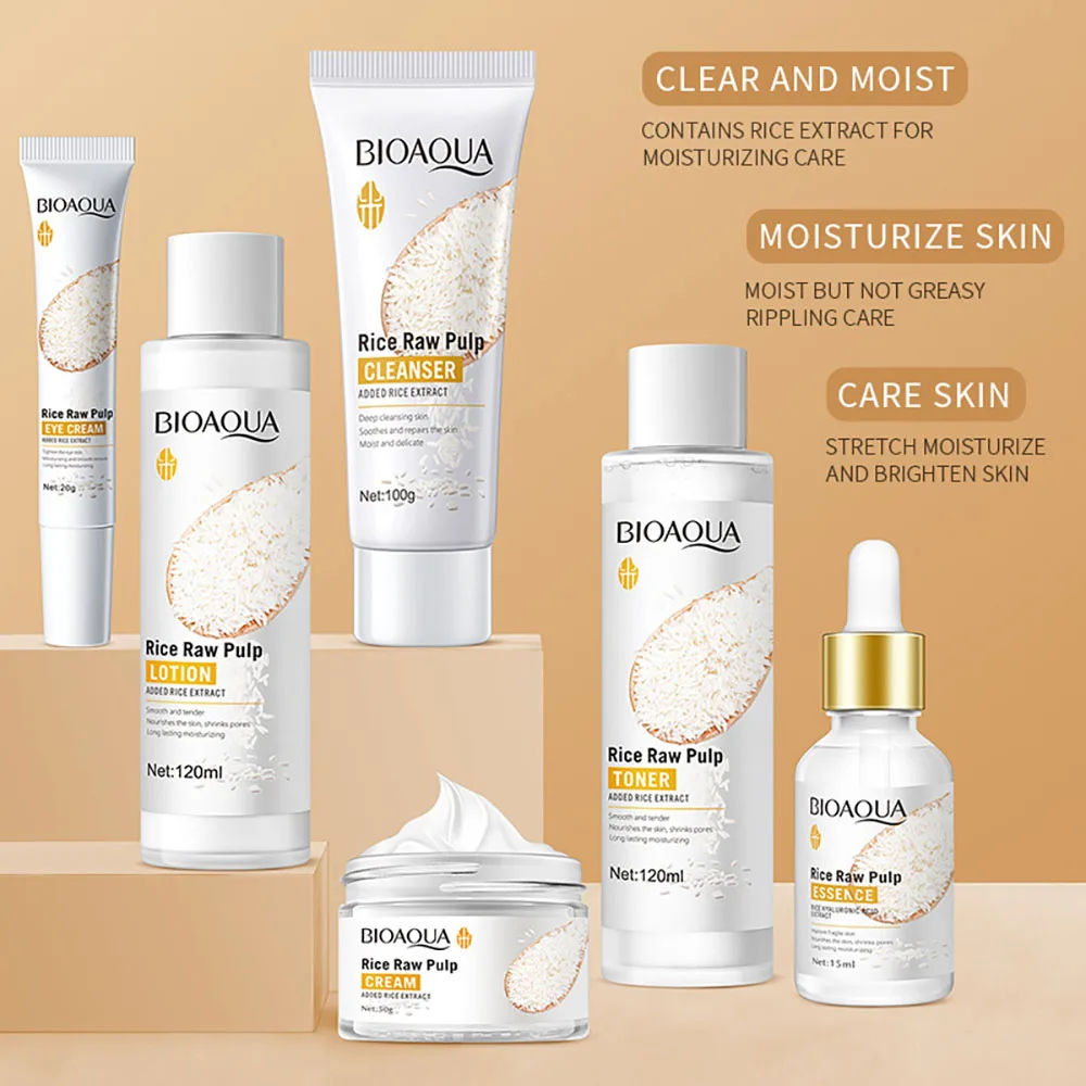 

Rice Puree Essence Moisturizing Hydrate Skin Care Sets Face Toner Anti-Wrinkle Serum Eye Cream Face Cream Face Care Beauty Box