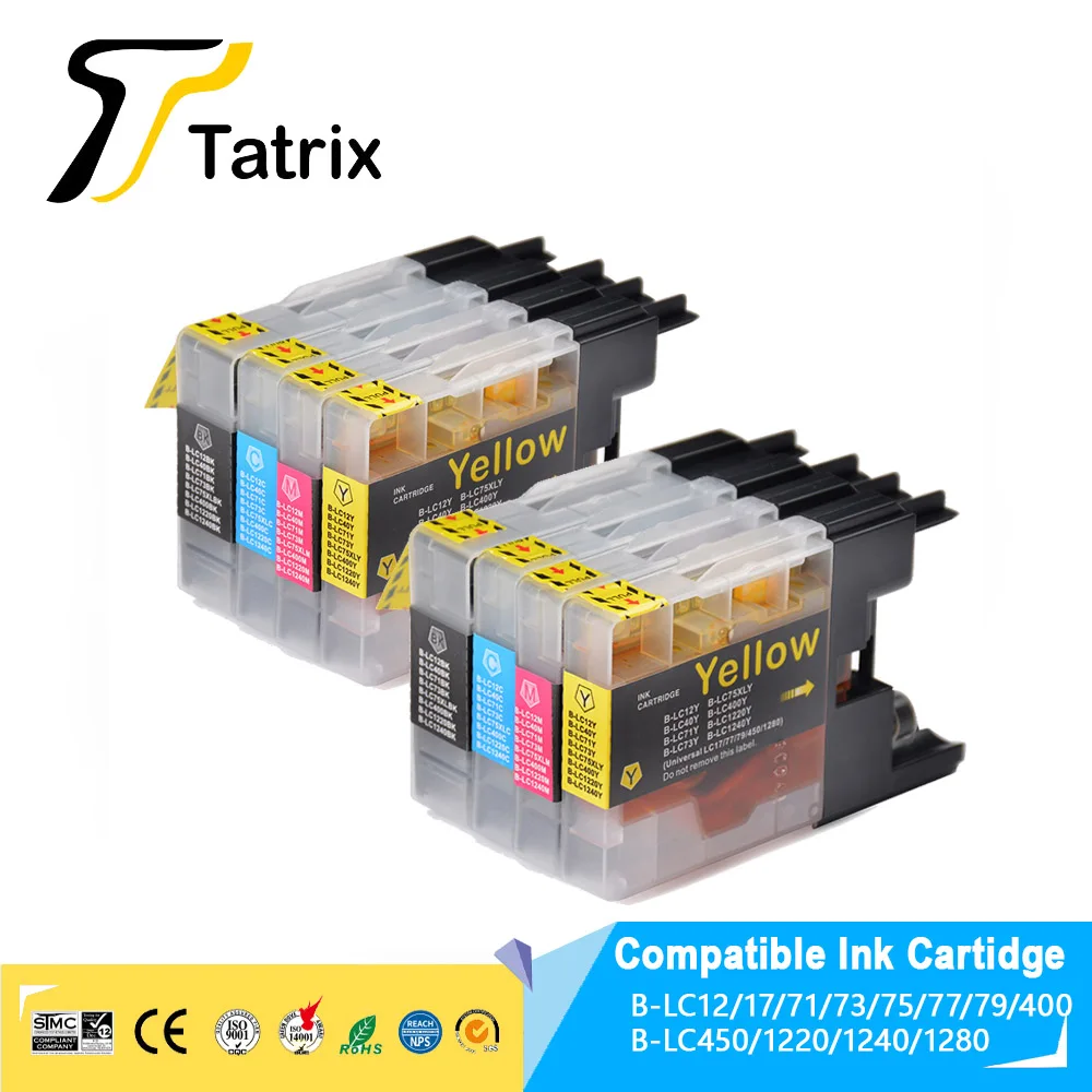 Tatrix Для Brother LC12 LC40 LC71 LC73 LC75 LC400 LC1220 LC1240 Чернильный Картридж MFC-J6910CDW J6710CDW DCP-J525N