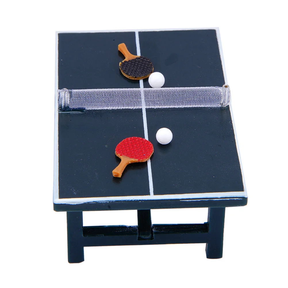 

Table Tennis Pong Decor Wooden Miniature Furniture Toy Landscape Toys Sports Set Racket Room Garden Ornament Equipment Accessory