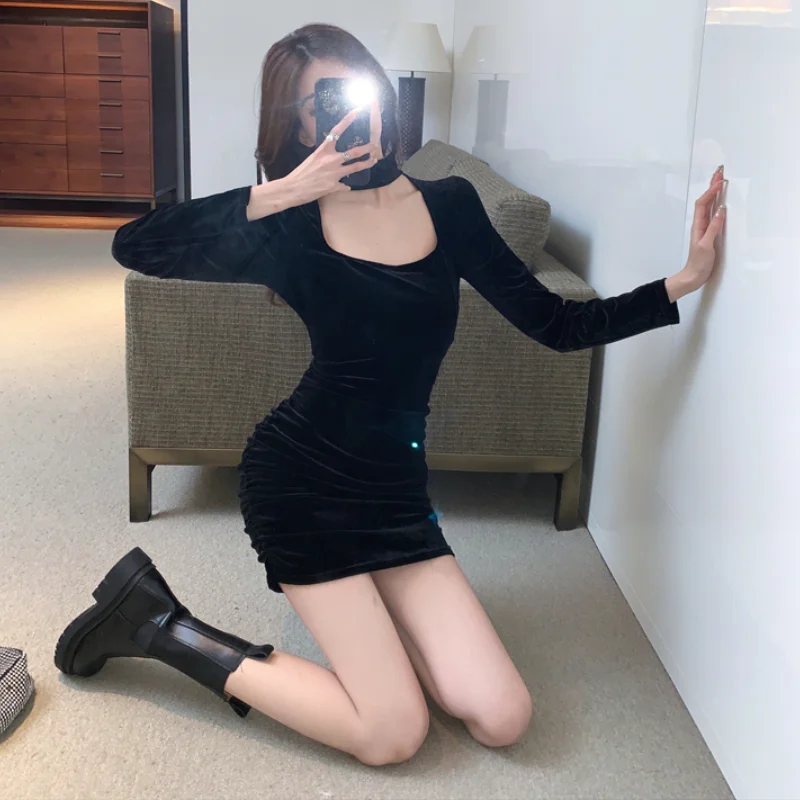 Черные элегантные вечерние мини-платья для вечеринок женское облегающее